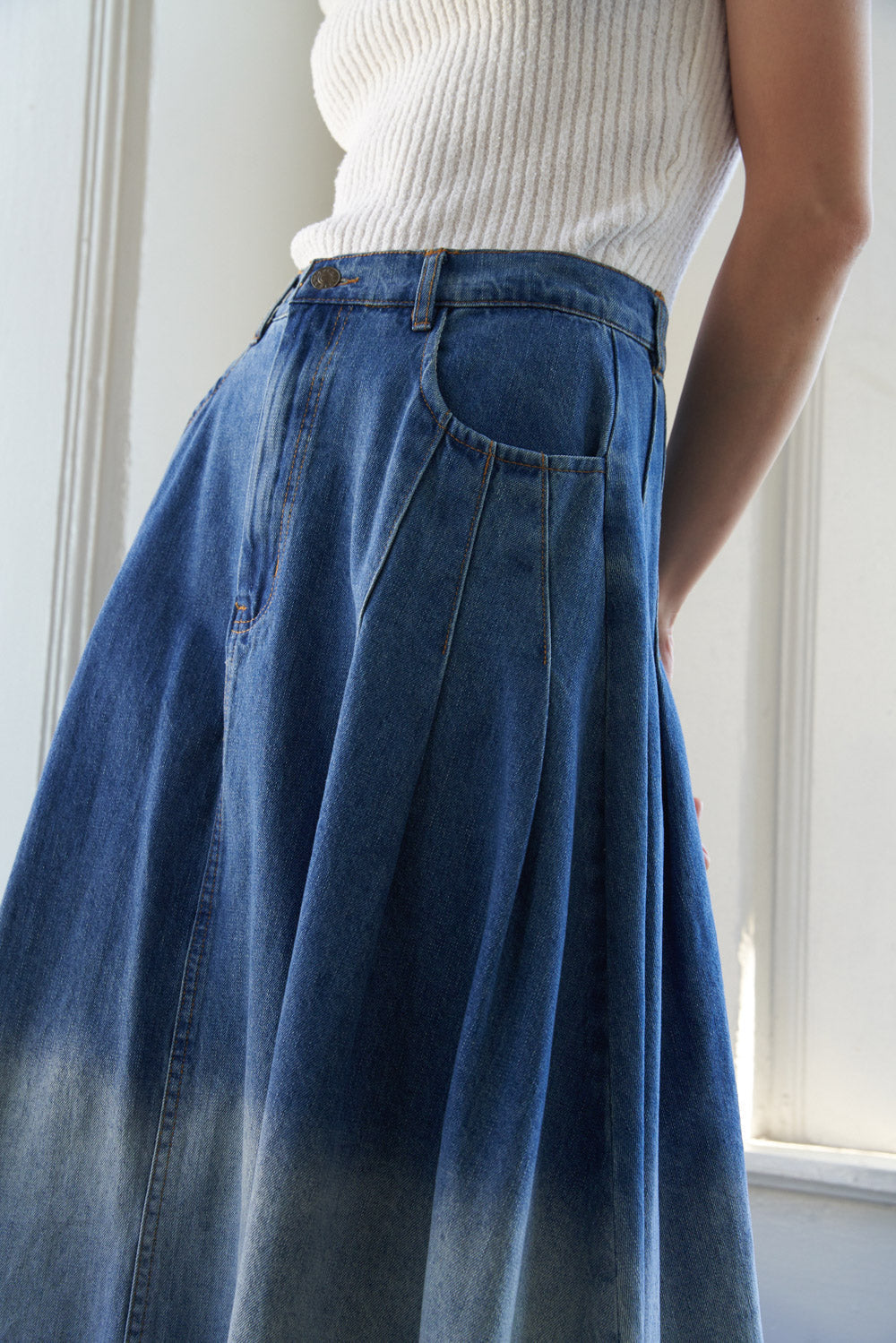 STATE OF MIND DENIM MIDI SKIRT Flying Tomato
